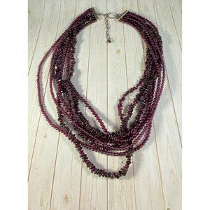 Jay King DTR Necklace 925 Garnet Multi Strand Beaded Signed